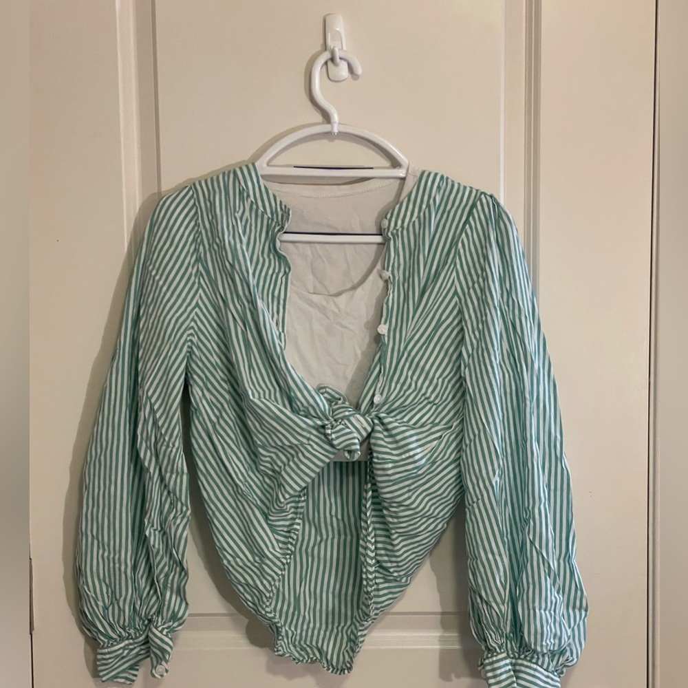 Green and white Blouse shirt🍀